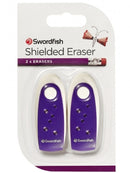 Swordfish Shielded Eraser - Purple (Twin Pack)