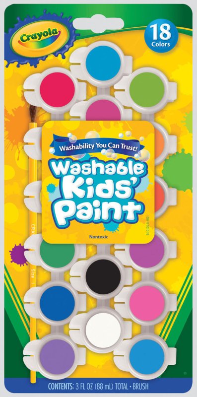 Crayola Washable Paint 18 Colours & Paintbrush