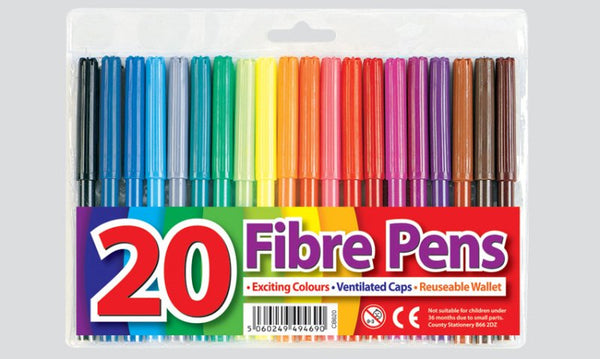 Assorted Fibre Pens (20pk)