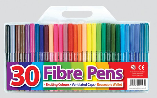 Assorted Fibre Pens (30pk)