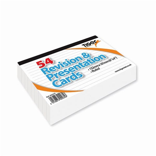 Tiger Revision and Presentation Cards 54 White 152mmx101mm Ruled