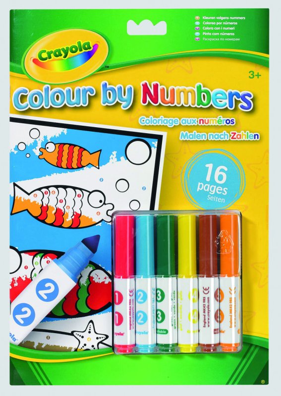 Crayola Colour By Number (16 pages)  - Including 6 Coloured Pens