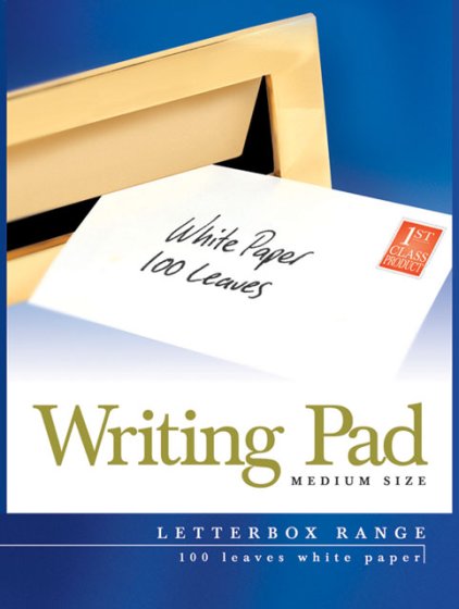 Letterbox Range Writing Pad 100 Leaves White Paper Medium 150 x 212mm