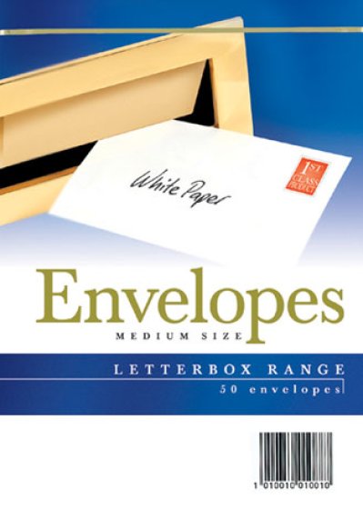 Letterbox Range White Envelopes Medium 115 x 162mm (50pk)