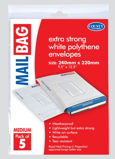 County Stationery Extra Strong White Polythene Mail Bags