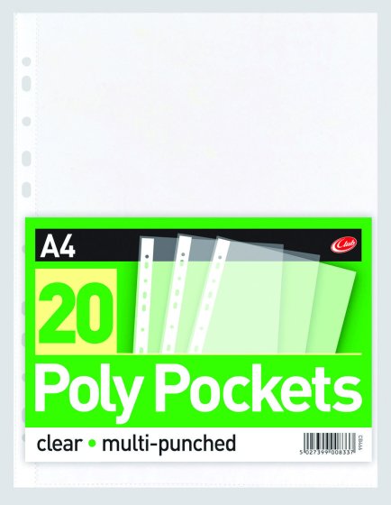 Club A4 Multi-Punched Clear Document Pockets