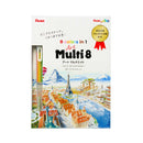 Pentel Art Multi-8 Pencil 8-in-1 Multipencil with 12 Colour Refill Lead Set & B6 Sketchbook