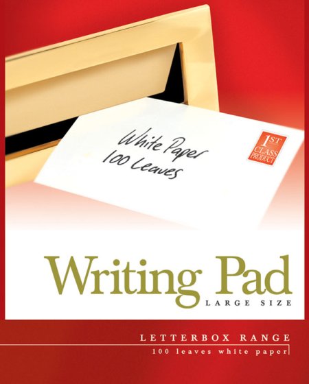 Letterbox Range Writing Pad 100 Leaves White Paper Large 180 x 232mm