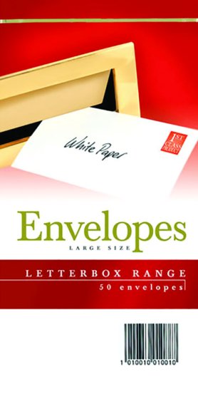 Letterbox Range White Envelopes Large 110 x 220mm (50pk)