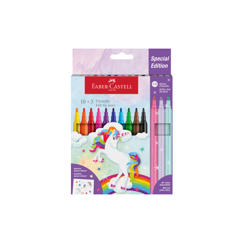 Faber-Castell Felt-tip pen Unicorn 10+3 + stickers (Copy)