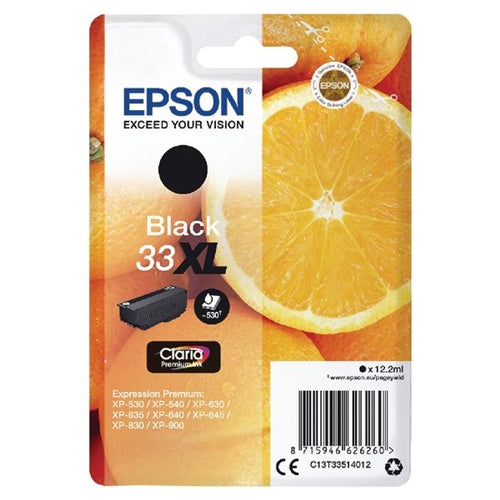 Epson 33XL Ink Cartridge Claria Premium High Yield Oranges Black C13T33514012