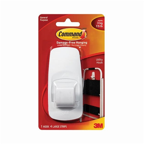 3M Command Adhesive Jumbo Hook With Command Strips 17004