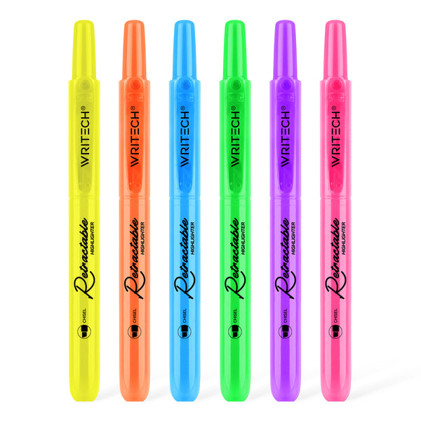 Writech W-805 Retractable Highlighters (6 Pieces)