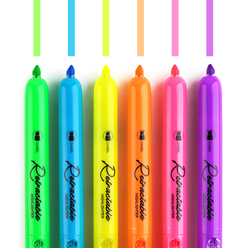 Writech W-805 Retractable Highlighters (6 Pieces)