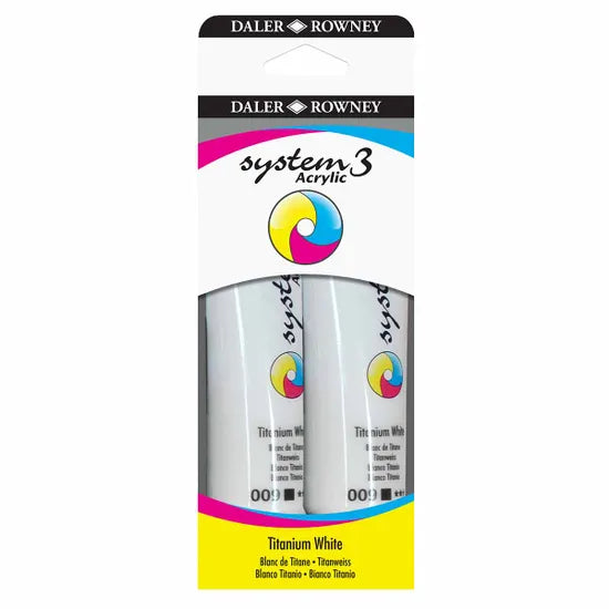 Daler-Rowney System 3 Acrylic Titanium White 150ml Pack of 2