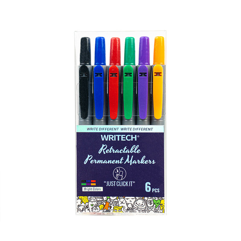 Writech W-805 Retractable Permanent Markers (6 Pieces)