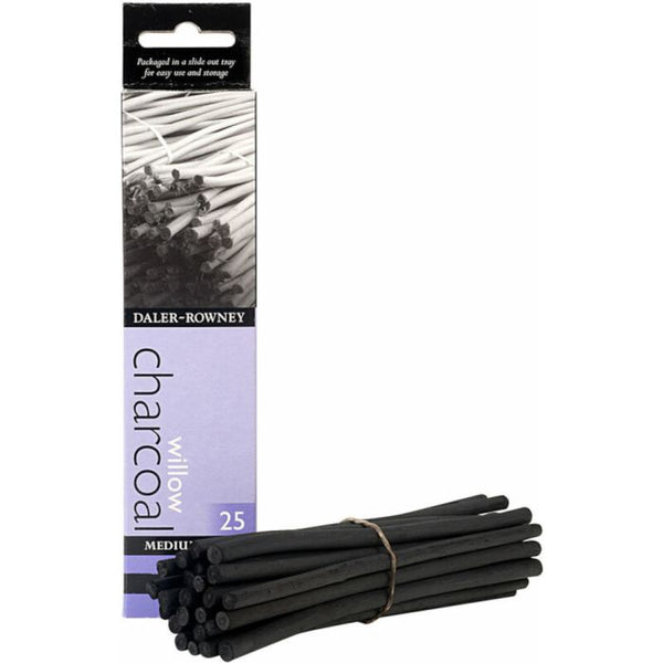 Daler-Rowney Willow Charcoal - Medium (25 Pieces)