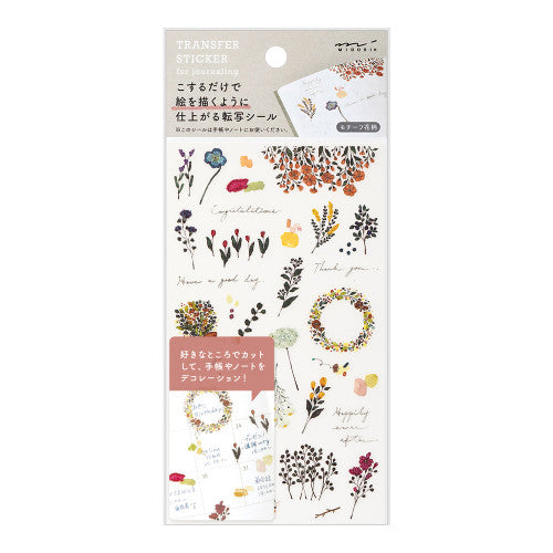 Midori Journaling Transfer Sticker - Motif Flower 2580