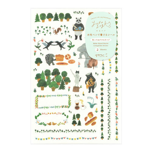 Midori Yuru Log Sticker - Forest Animal (2 Sheets)