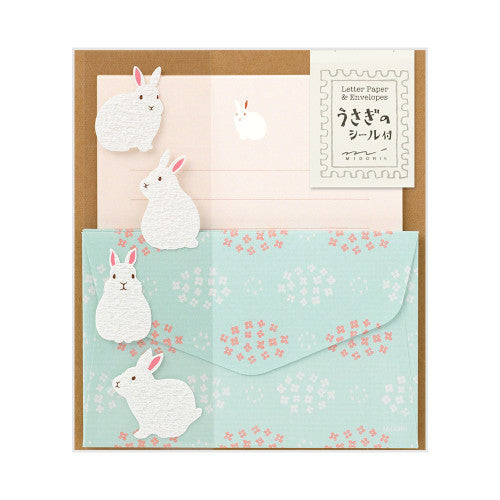 Midori Mini Letter Set with Stickers - Rabbit A 308