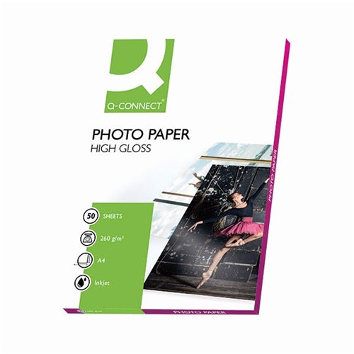 Q-Connect A4 White High Gloss Photo Paper 260gsm (Pack of 50)