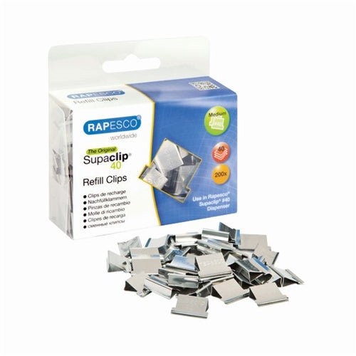 Rapesco Supaclip 40 Refill Clips Stainless Steel (Pack of 200)