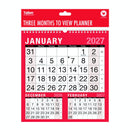 Tallon  2027 Hanging Calendar Three Month to View Spiral Bound Wall Planner