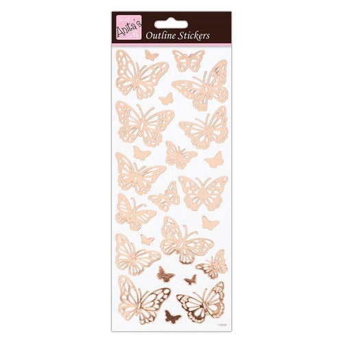 Anita's Outline Stickers - Rose Gold Butterflies