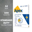 Fellowes Apex A4 Standard Laminating Pouches Clear (Pack of 100)