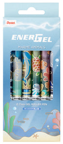 Pentel EnerGel Marine Animals Limited Edition Retractable Rollerball 0.7mm BL77OA (Wallet of 6)
