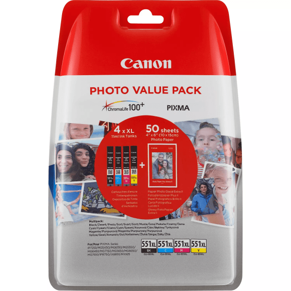 Canon CLI-551XL Ink cartridge multipack high-capacity CLI Bk,C,M,Y + Photopaper