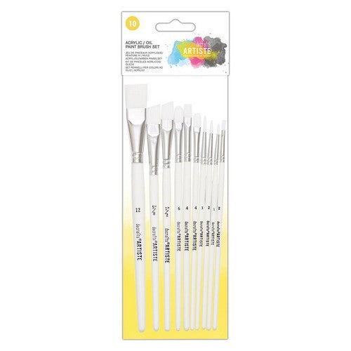 Docrafts Artiste Acrylic / Oil Paint Brush Set (10pk)