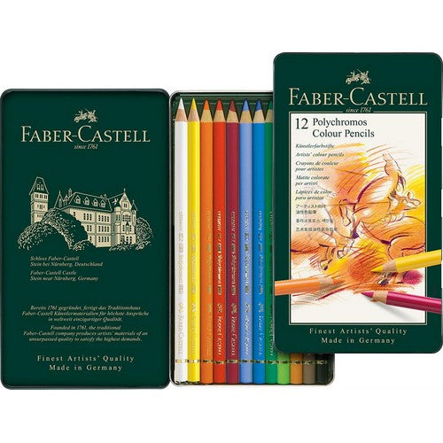 Faber-Castell Polychromos Artists' Colour Pencils (Tin of 12)