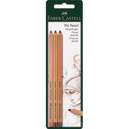 Faber-Castell PITT Pastel Pencils Blister of 3 Sanguine Sepia Light Sepia Dark