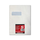 5 Star C4 Window Envelope Peel and Seal 90gsm White (Pack of 10)