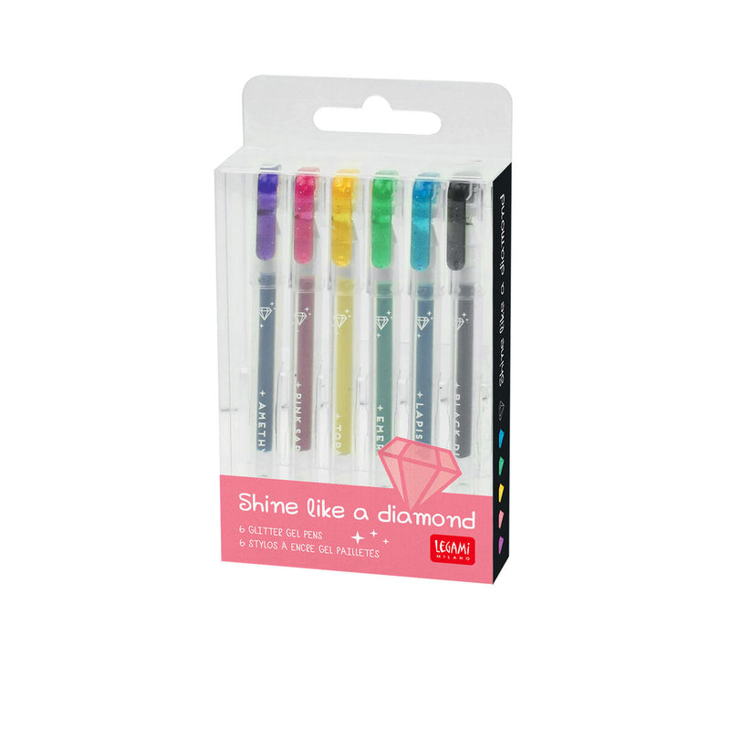 Legami Shine Like A Diamond Glitter Mini Gel Pens (Set of 6)