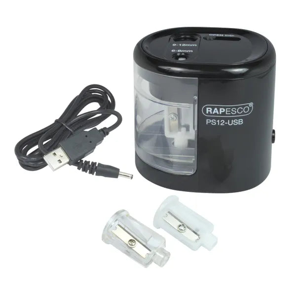 Rapesco USB Electric Pencil Sharpener Black PS12-USB