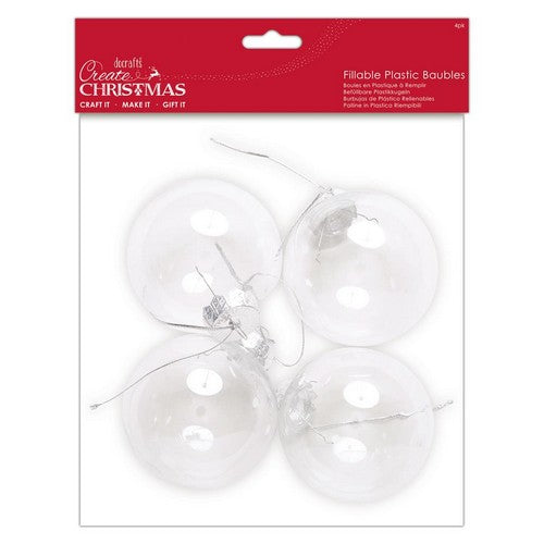 Create Christmas Plastic Fillable Baubles (4pcs) - 80mm