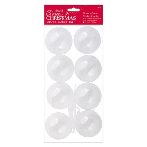 Create Christmas Plastic Fillable Baubles (8pcs) - 70mm