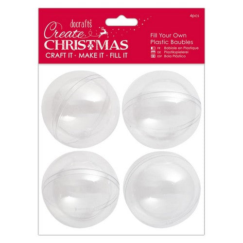 Create Christmas Plastic Fillable Baubles (4pcs) - 70mm