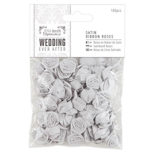 Papermania Satin Ribbon Roses (100pcs) - Wedding