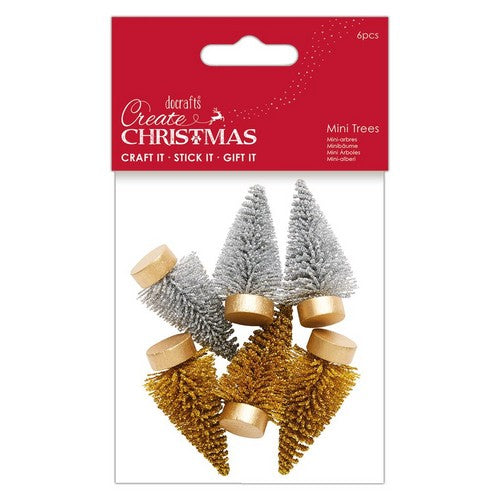 Create Christmas Gold & Silver Mini Trees (6pk)