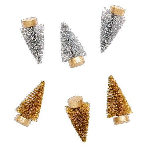 Create Christmas Gold & Silver Mini Trees (6pk)