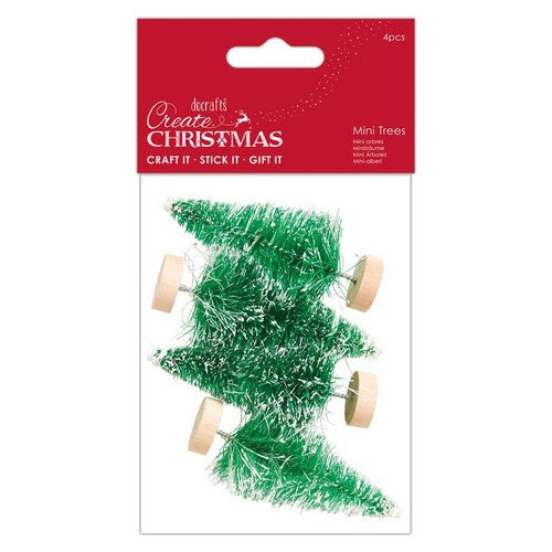 Create Christmas Snow Tipped Mini Trees (4pk)