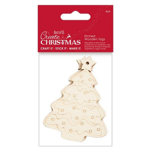 Create Christmas Etched Tree Wooden Tags (4pk)