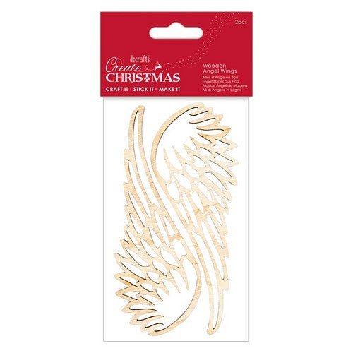 Create Christmas Wooden Angel Wings (2pk)