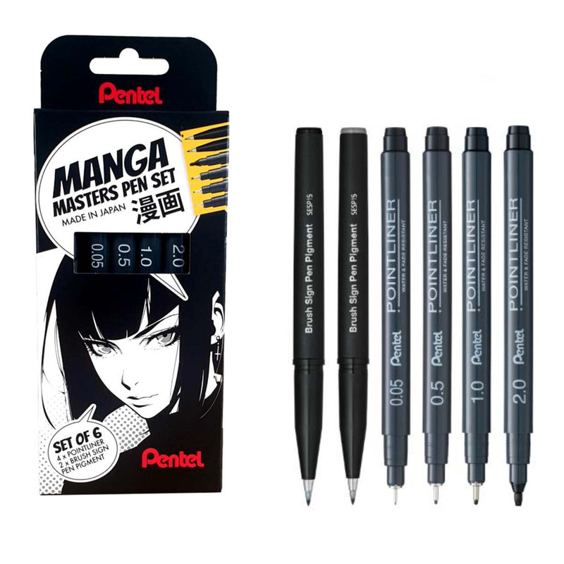 Pentel Manga Masters Pen Set (Set of 6)