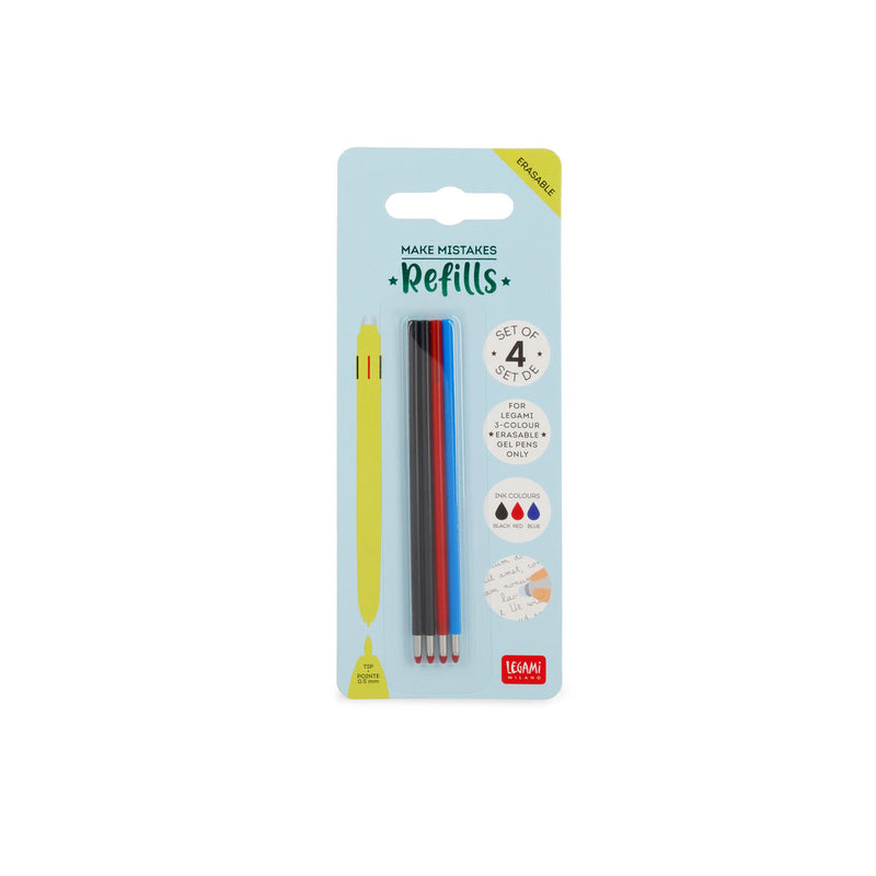 Legami Make Mistakes Refills for 3-Colour Erasable Gel Pens (Set of 4)