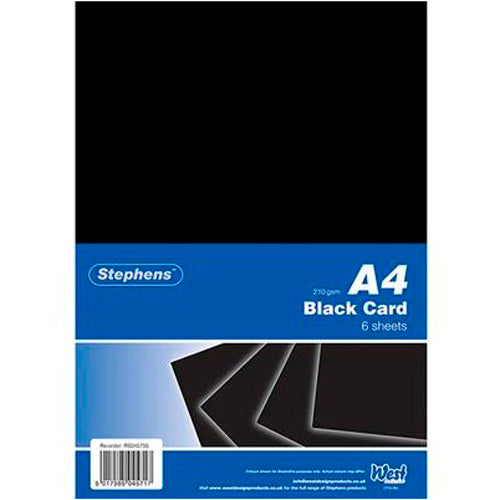 Stephens Black 210gsm Card (6 Sheets)