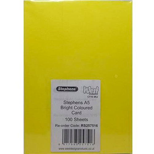 Stephens Bright Assorted Colours A5 240gsm Card (100 Sheets)